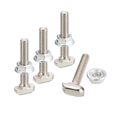 Harfington Uxcell M6x35mm T Slot Drop-in Bolt and M6 Hexagon Flange Nut Set, 8 Sets