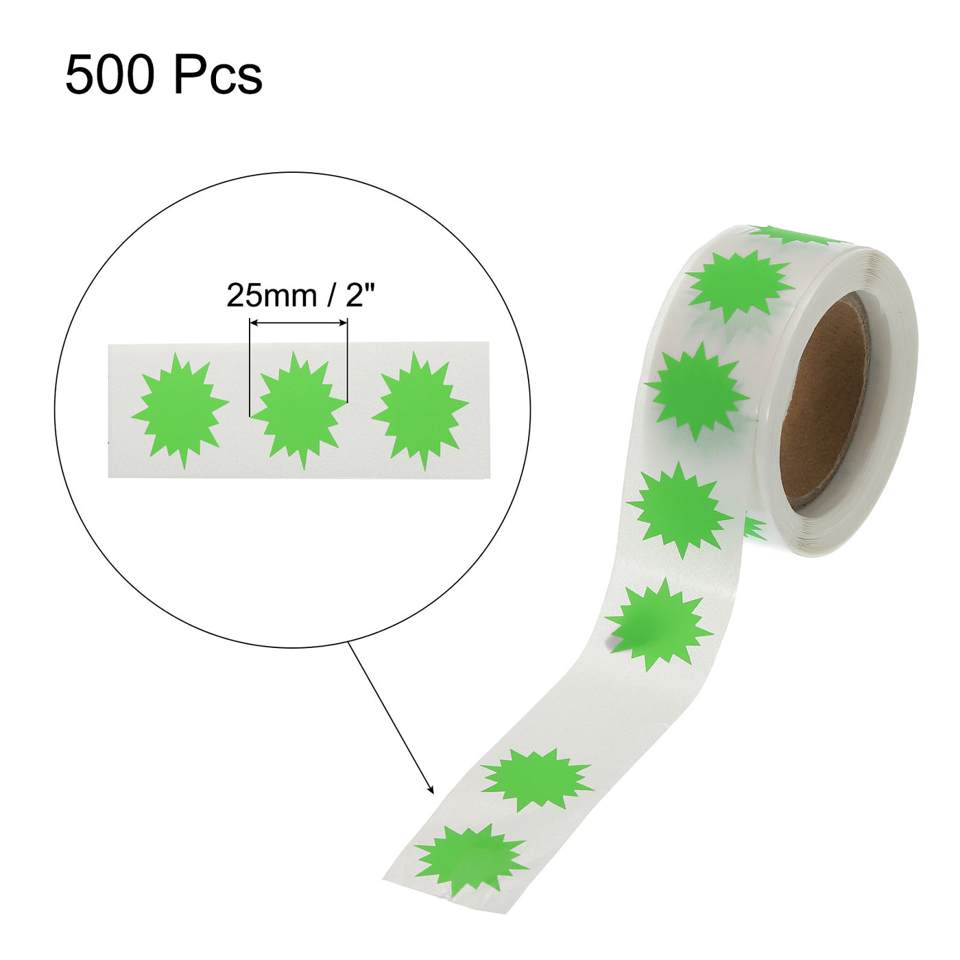 Harfington Color Coding Burst Labels Star Burst Sign 1 Roll Fluorescent Green 1 Inch Adhesive Dots Stickers for Scrapbooking, DIY Craft, 500 Count/Roll
