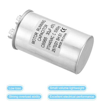 Harfington CBB65 30uf Run Capacitor, 30mfd AC 370/440V Aluminum Case with 2 Terminal