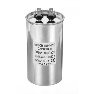 Harfington CBB65 80uf Run Capacitor, 80mfd AC 370/440V Aluminum Case with 2 Terminal