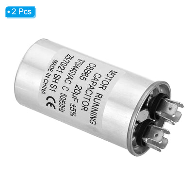 Harfington CBB65 20uf Run Capacitor, 20mfd 2Pcs AC 370/440V Aluminum Case with 2 Terminal