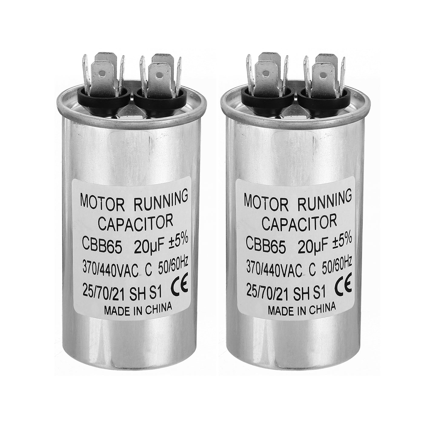 Harfington CBB65 20uf Run Capacitor, 20mfd 2Pcs AC 370/440V Aluminum Case with 2 Terminal