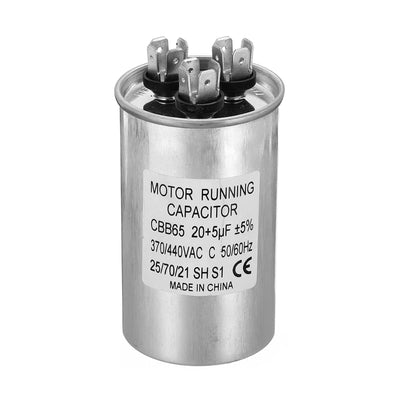 Harfington CBB65 20+5uf Run Capacitor, 20+5mfd AC 370/440V Aluminum Case with 3 Terminal