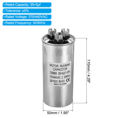 Harfington CBB65 35+5uf Run Capacitor, 35+5mfd AC 370/440V Aluminum Case with 3 Terminal