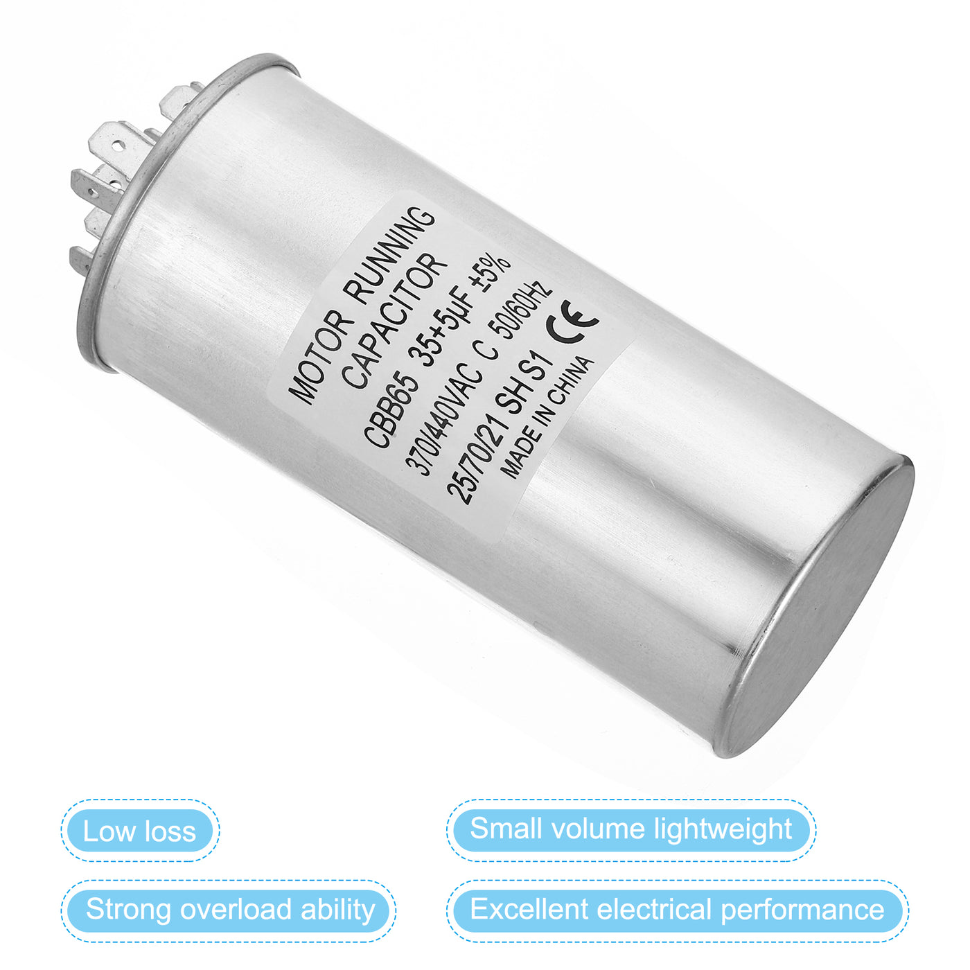 Harfington CBB65 35+5uf Run Capacitor, 35+5mfd AC 370/440V Aluminum Case with 3 Terminal