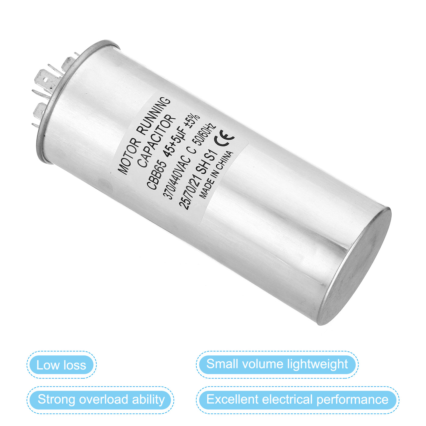 Harfington CBB65 45+5uf Run Capacitor, 45+5mfd AC 370/440V Aluminum Case with 3 Terminal