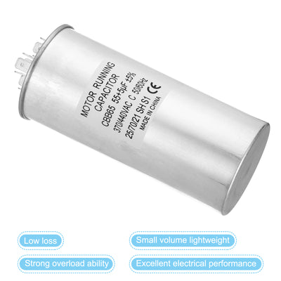 Harfington CBB65 55+5uf Run Capacitor, 55+5mfd AC 370/440V Aluminum Case with 3 Terminal