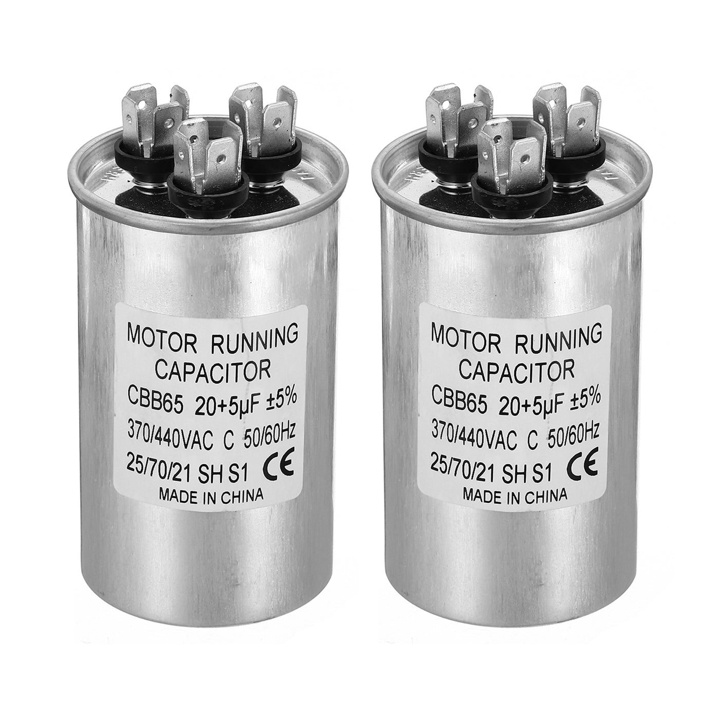 Harfington CBB65 20+5uf Run Capacitor, 20+5mfd 2Pcs 370/440V Aluminum Case with 3 Terminal