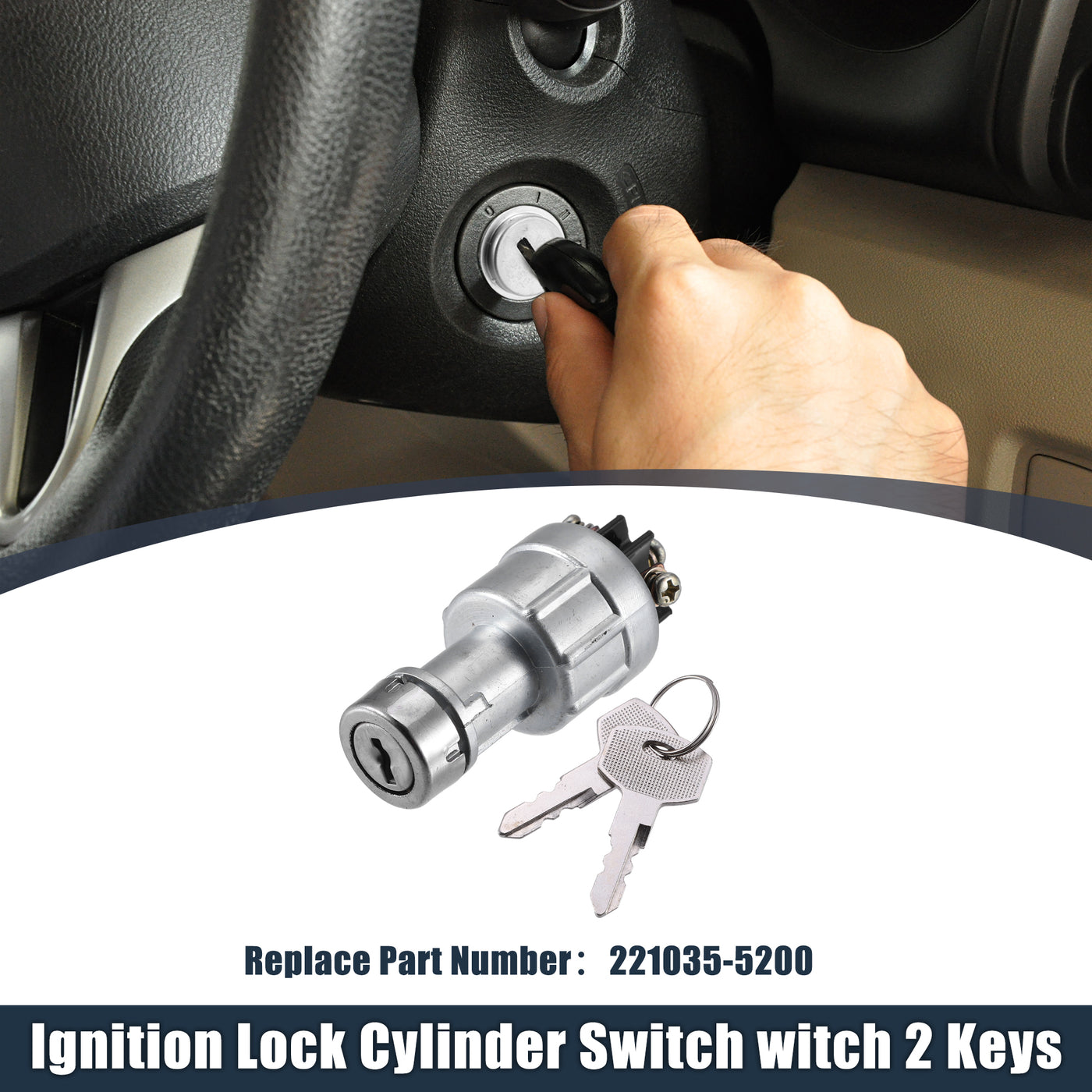 X AUTOHAUX 1 Set Ignition Switch Lock Cylinder with Keys 221035-5200 for Toyota Forklift