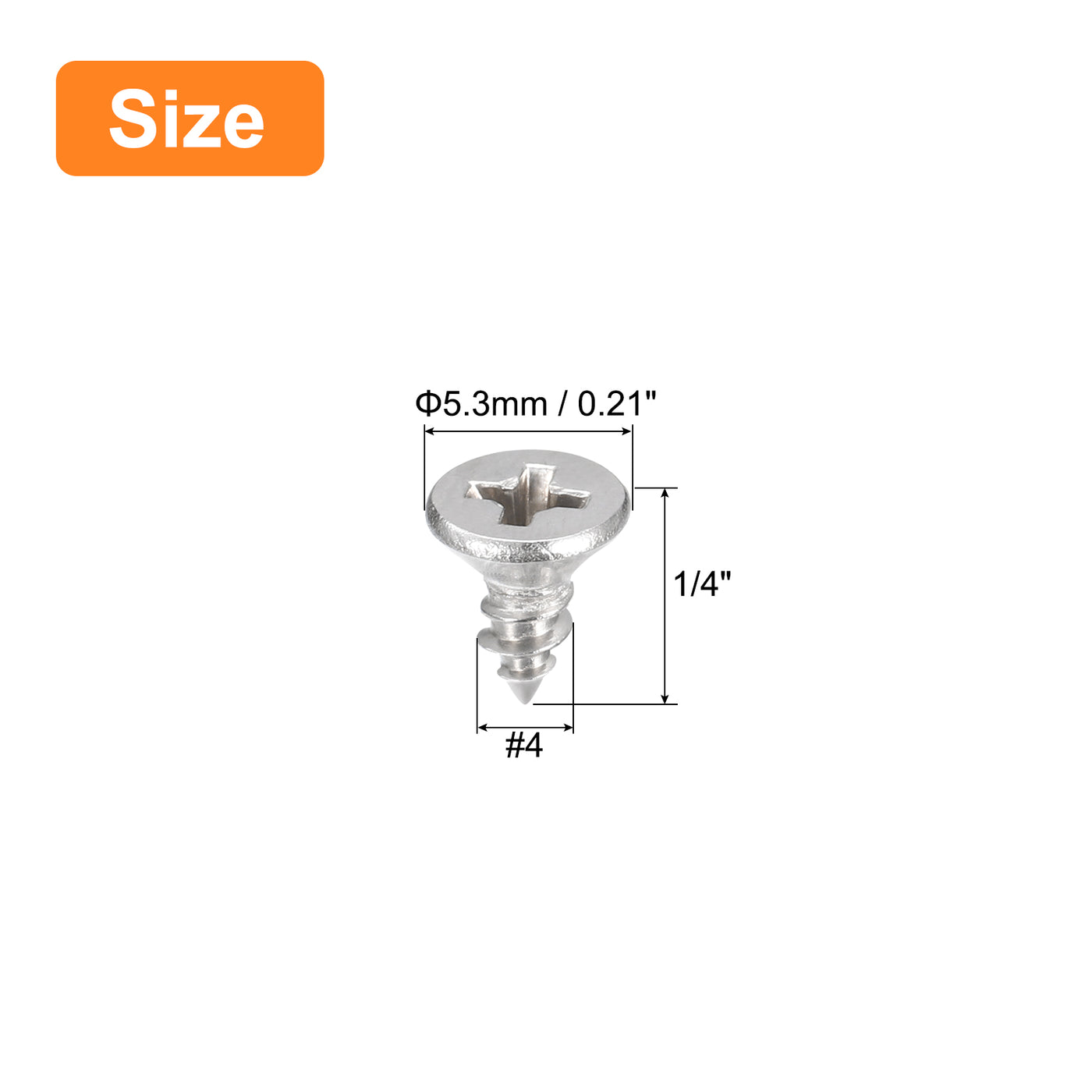 uxcell Uxcell 50Stk #4x1/4" Holz Schrauben Flache Kopf Kreuzschlitz Selbstschneidend Schrauben 304 Edelstahl Senkkopf Kopf Metall Schrauben für Holzbearbeitung