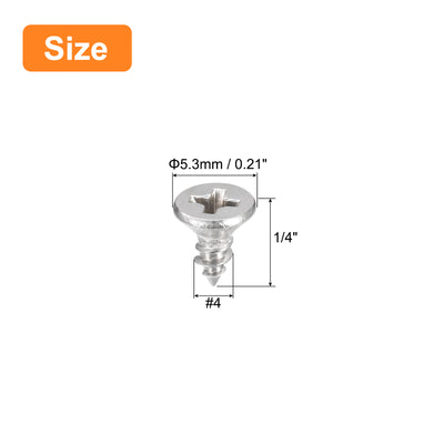 Harfington Uxcell 50Stk #4x1/4" Holz Schrauben Flache Kopf Kreuzschlitz Selbstschneidend Schrauben 304 Edelstahl Senkkopf Kopf Metall Schrauben für Holzbearbeitung