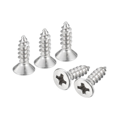 uxcell Uxcell #4x3/8" Wood Screws, 50pcs Phillips Self Tapping Screws 304 Stainless Steel