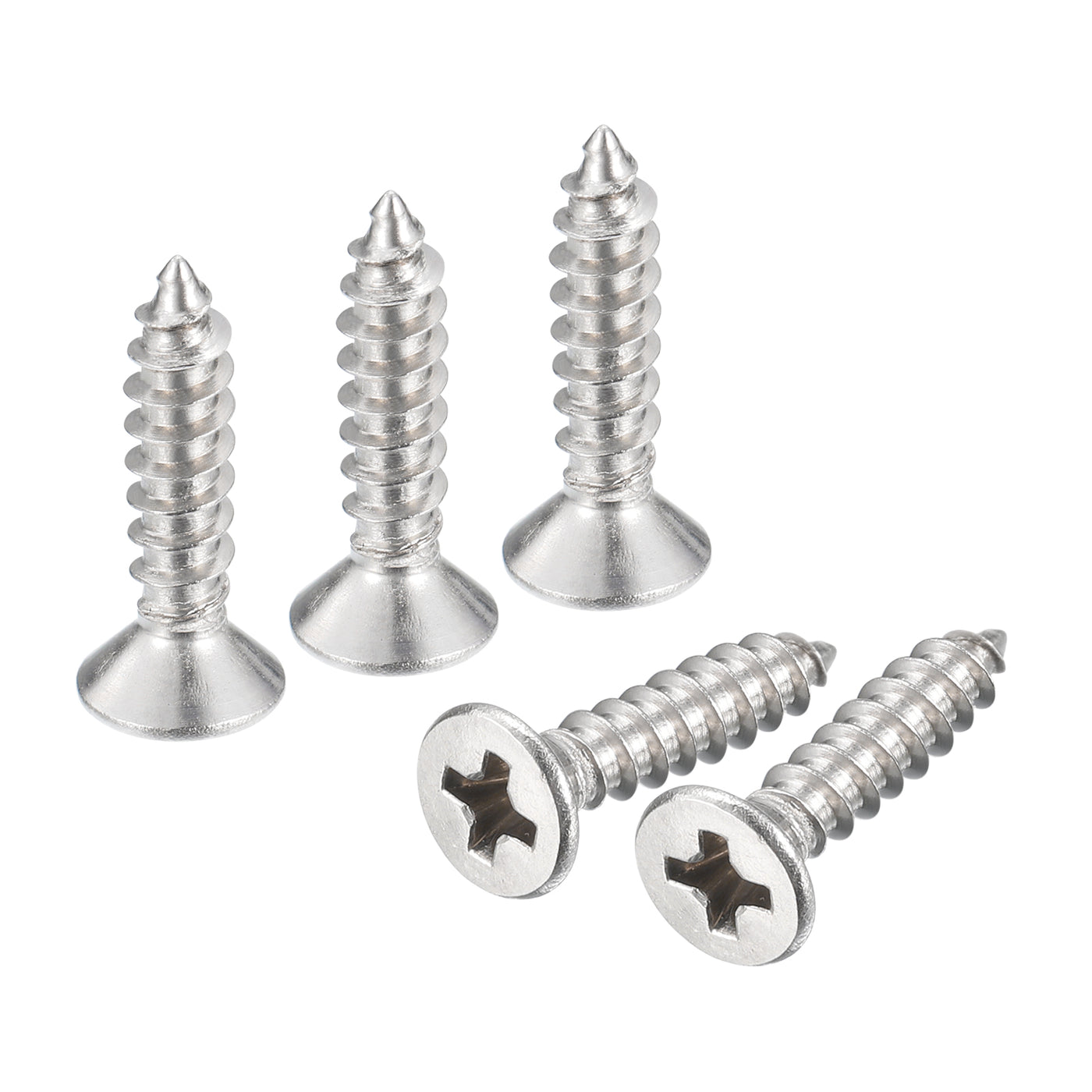 uxcell Uxcell #4x1/2" Wood Screws, 200pcs Phillips Self Tapping Screws 304 Stainless Steel