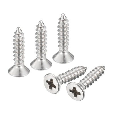 Harfington Uxcell #4x1/2" Wood Screws, 200pcs Phillips Self Tapping Screws 304 Stainless Steel