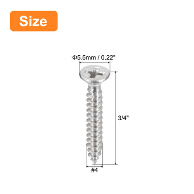 Harfington Uxcell 50Stk #4x3/4" Holz Schrauben Flache Kopf Kreuzschlitz Selbstschneidend Schrauben 304 Edelstahl Senkkopf Kopf Metall Schrauben für Holzbearbeitung