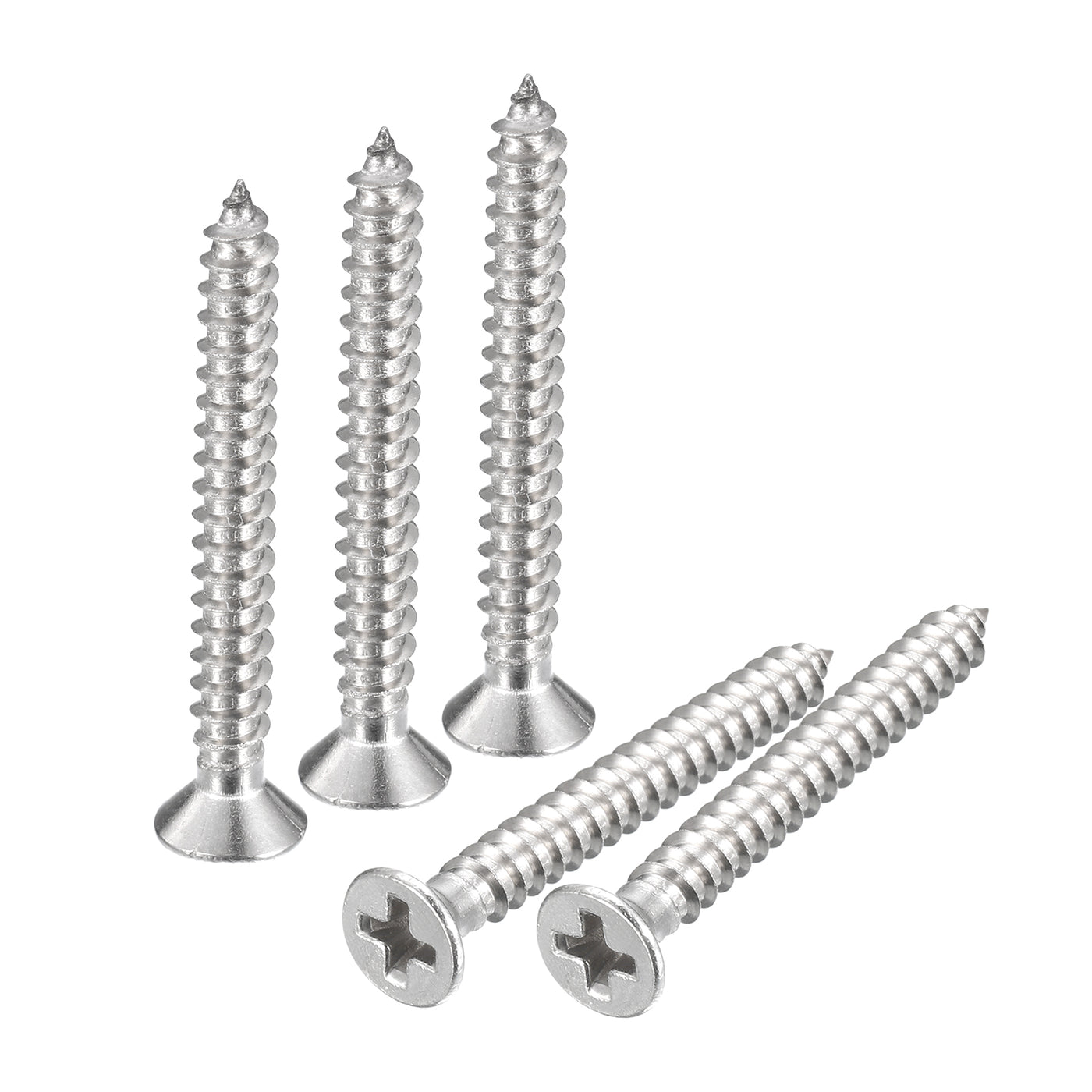 uxcell Uxcell #4x1" Wood Screws, 100pcs Phillips Self Tapping Screws 304 Stainless Steel