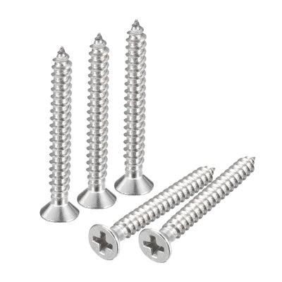 Harfington Uxcell #4x1" Wood Screws, 100pcs Phillips Self Tapping Screws 304 Stainless Steel