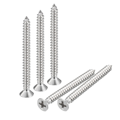 uxcell Uxcell #4x1-1/4" Wood Screws, 100pcs Phillips Self Tapping Screws 304 Stainless Steel