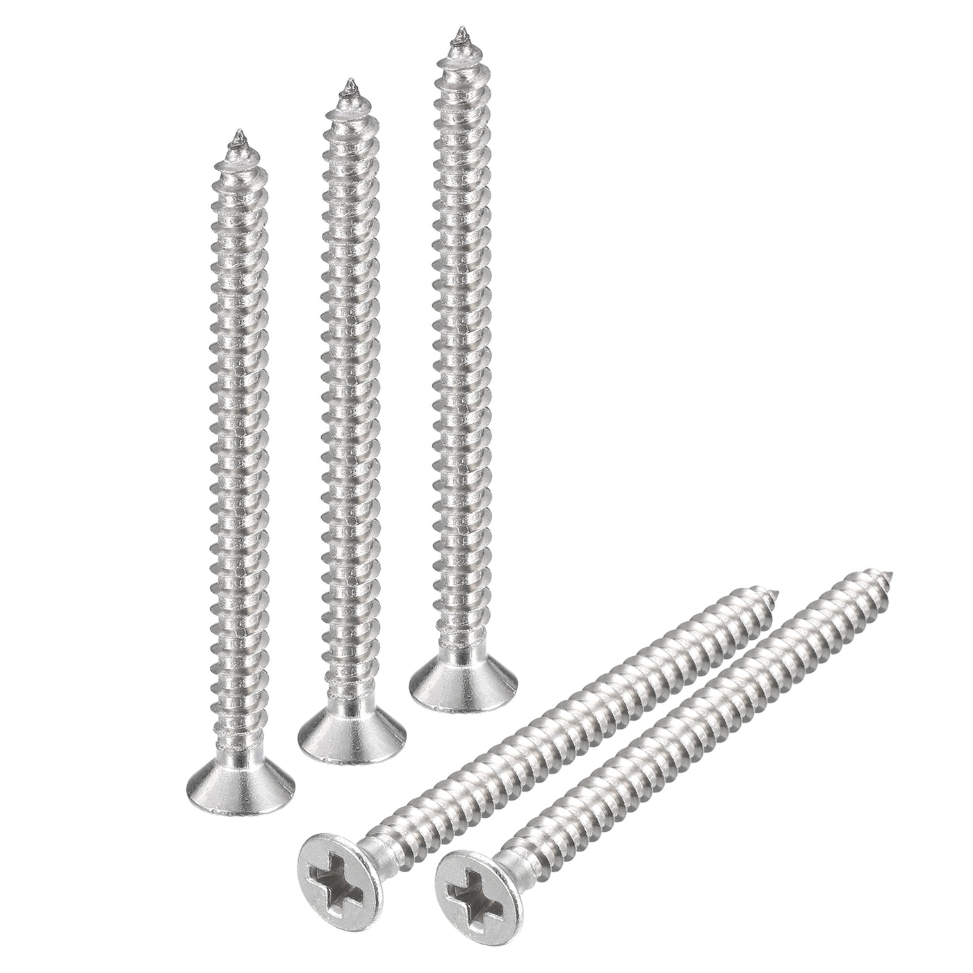 uxcell Uxcell #4x1-3/8" Wood Screws, 100pcs Phillips Self Tapping Screws 304 Stainless Steel