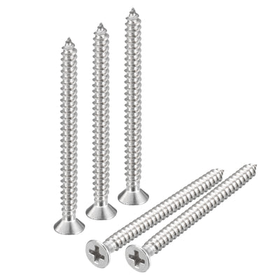 Harfington Uxcell #4x1-3/8" Wood Screws, 100pcs Phillips Self Tapping Screws 304 Stainless Steel