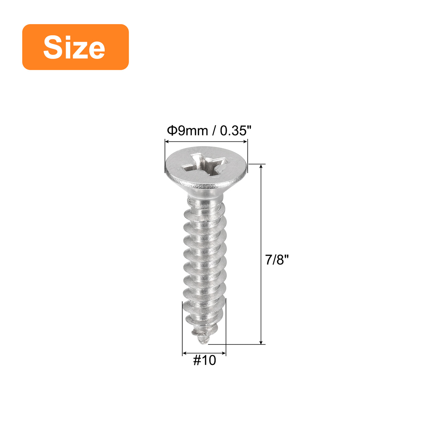 uxcell Uxcell 25Stk #10x7/8" Holz Schrauben Flache Kopf Kreuzschlitz Selbstschneidend Schrauben 304 Edelstahl Senkkopf Kopf Metall Schrauben für Holzbearbeitung