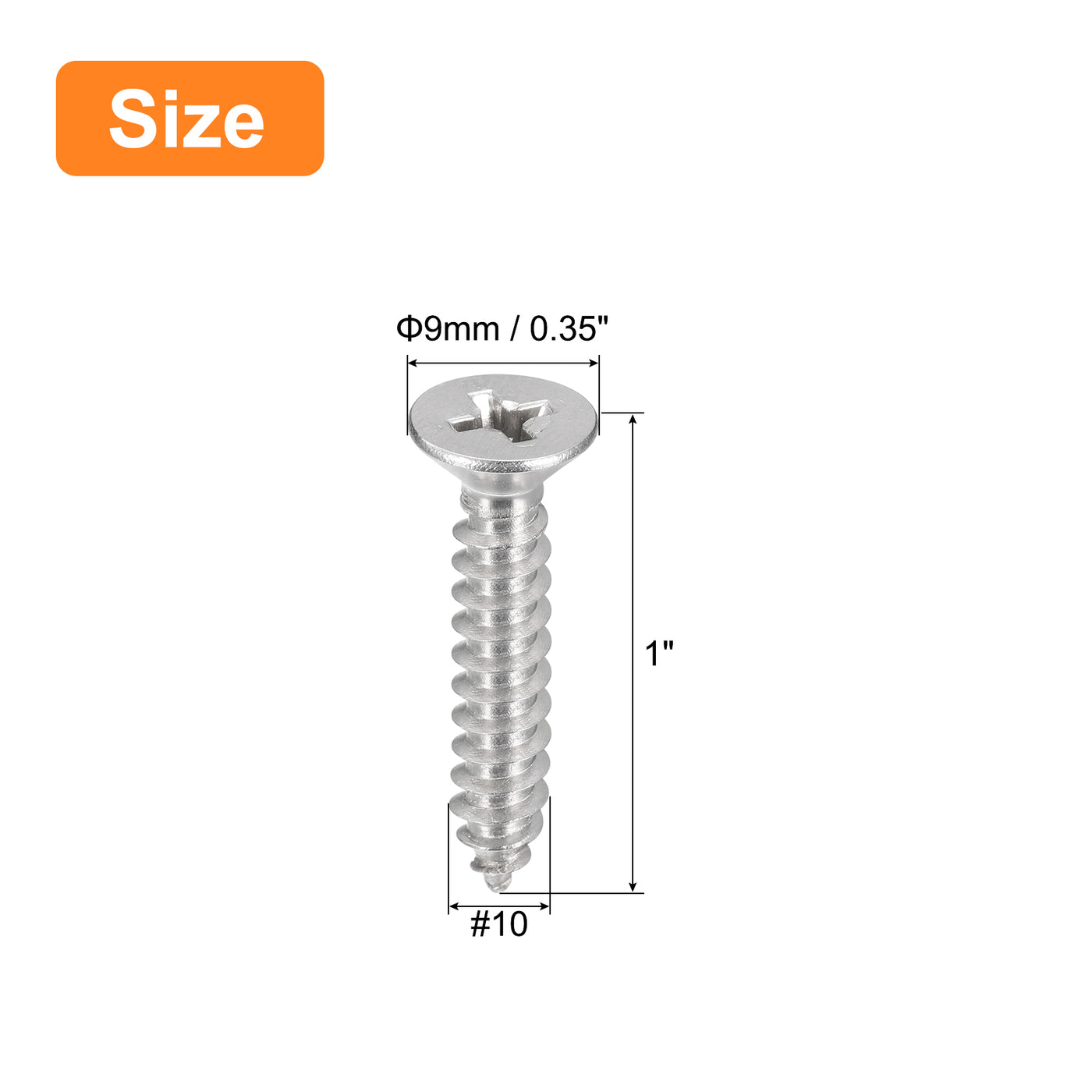 uxcell Uxcell #10x1" Wood Screws, 25pcs Phillips Self Tapping Screws 304 Stainless Steel