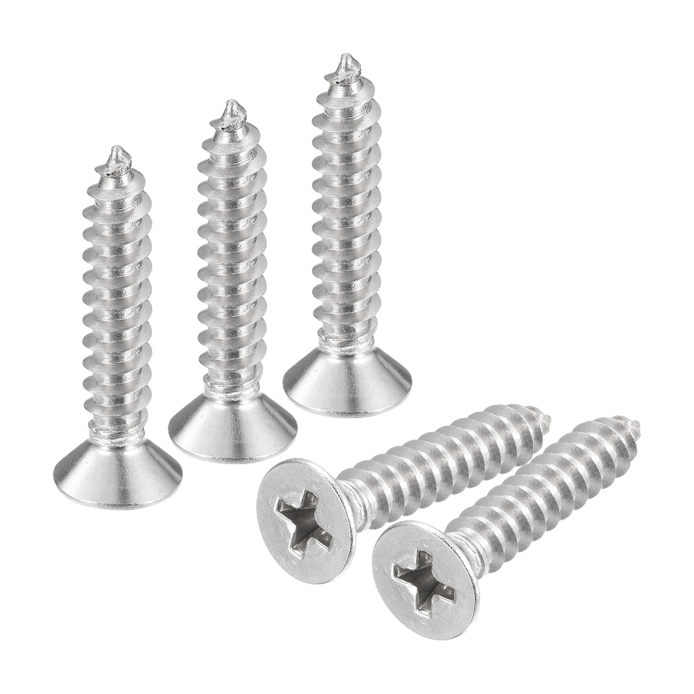 uxcell Uxcell #10x1" Wood Screws, 25pcs Phillips Self Tapping Screws 304 Stainless Steel