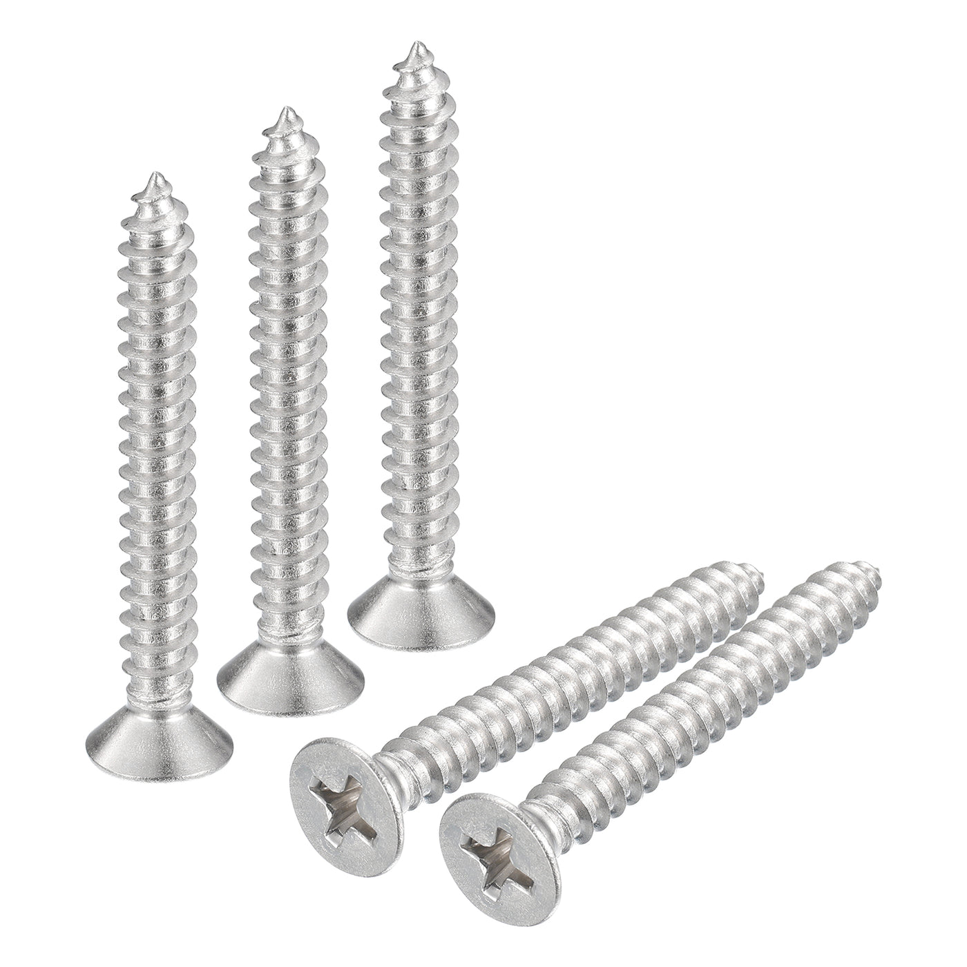 uxcell Uxcell #10x1-1/2" Wood Screws, 25pcs Phillips Self Tapping Screws 304 Stainless Steel