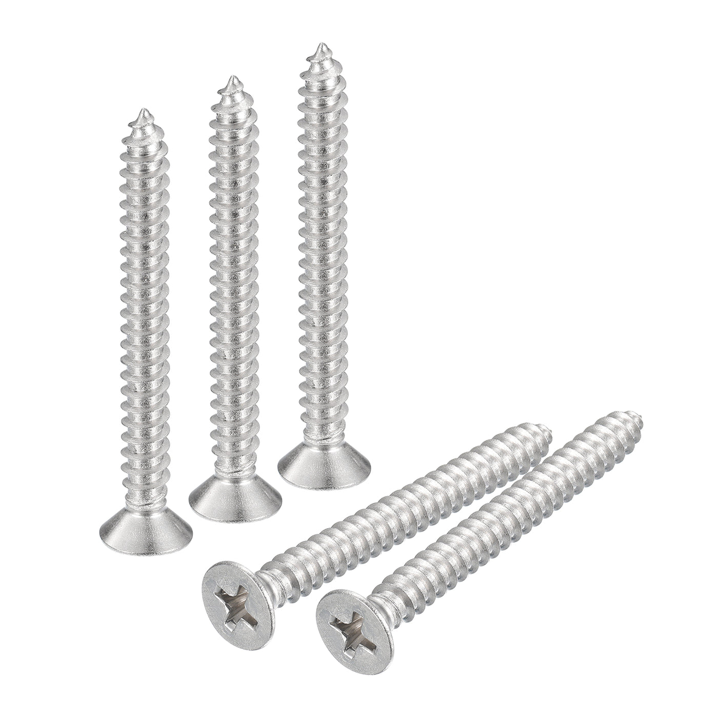 uxcell Uxcell #10x1-3/4" Wood Screws, 50pcs Phillips Self Tapping Screws 304 Stainless Steel