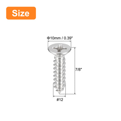 Harfington Uxcell 25Stk #12x7/8" Holz Schrauben Flache Kopf Kreuzschlitz Selbstschneidend Schrauben 304 Edelstahl Senkkopf Kopf Metall Schrauben für Holzbearbeitung