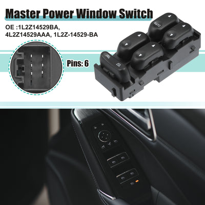 Harfington Car Front Left Driver Side Master Power Window Switch Fit for Ford F-250 Super Duty - Pack of 1 Black