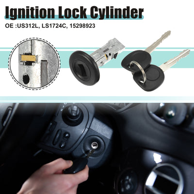 Harfington Ignition Switch Cylinder Lock Assembly Fit for Chevrolet Avalanche - Pack of 3 Silver Tone