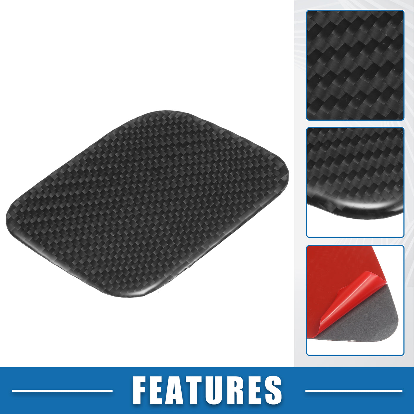 A ABSOPRO Car Driver Side Storage Box Sticker Trim Cover for Ford for Mustang 2015-2023 Polyurethane Carbon Fiber Pattern Black