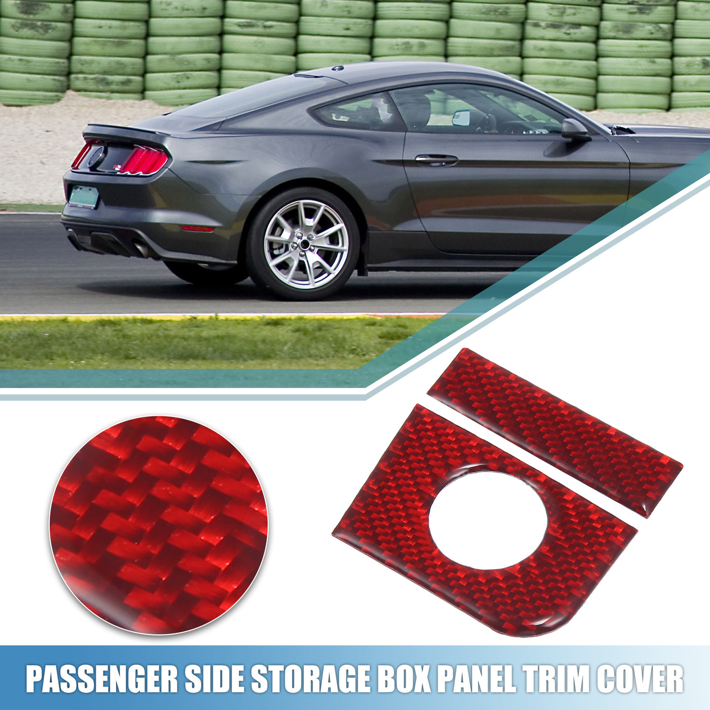 A ABSOPRO Auto Beifahrer Seite Storage Box Paneel Cover für Ford für Mustang Rot