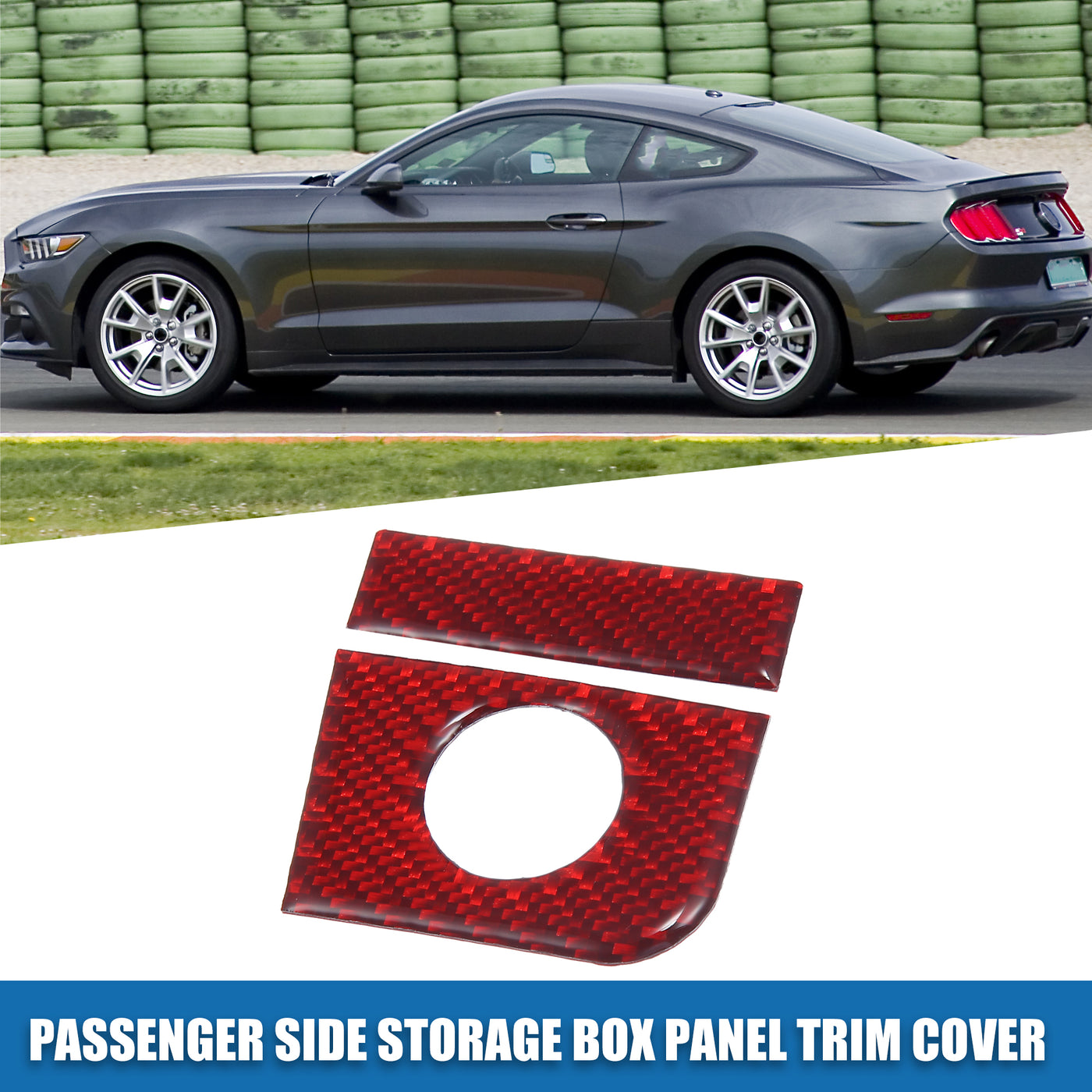 A ABSOPRO Auto Beifahrer Seite Storage Box Paneel Cover für Ford für Mustang Rot