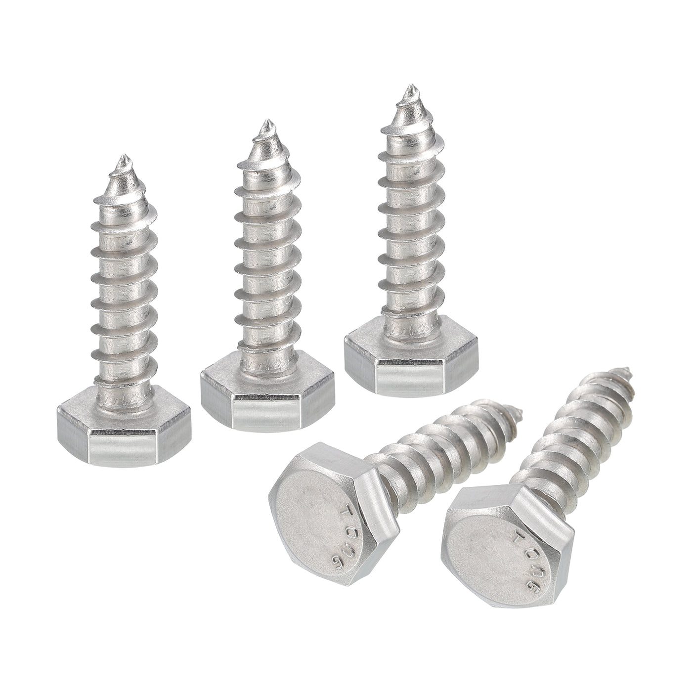 uxcell Uxcell Hex Head Lag Screws Bolts, 20pcs 1/4" x 1" 304 Stainless Steel Wood Screws