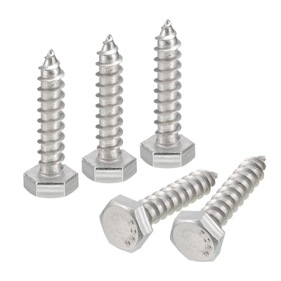 uxcell Uxcell Hex Head Lag Screws Bolts, 50pcs 1/4" x 1-1/4" 304 Stainless Steel Wood Screws