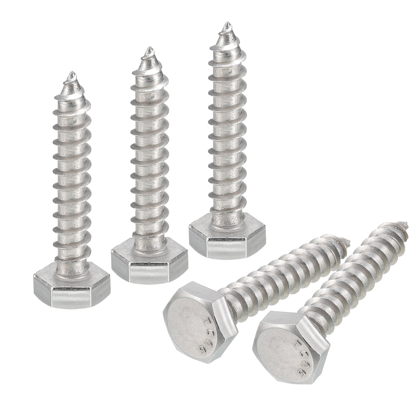 uxcell Uxcell Hex Head Lag Screws Bolts, 50pcs 1/4" x 1-1/2" 304 Stainless Steel Wood Screws