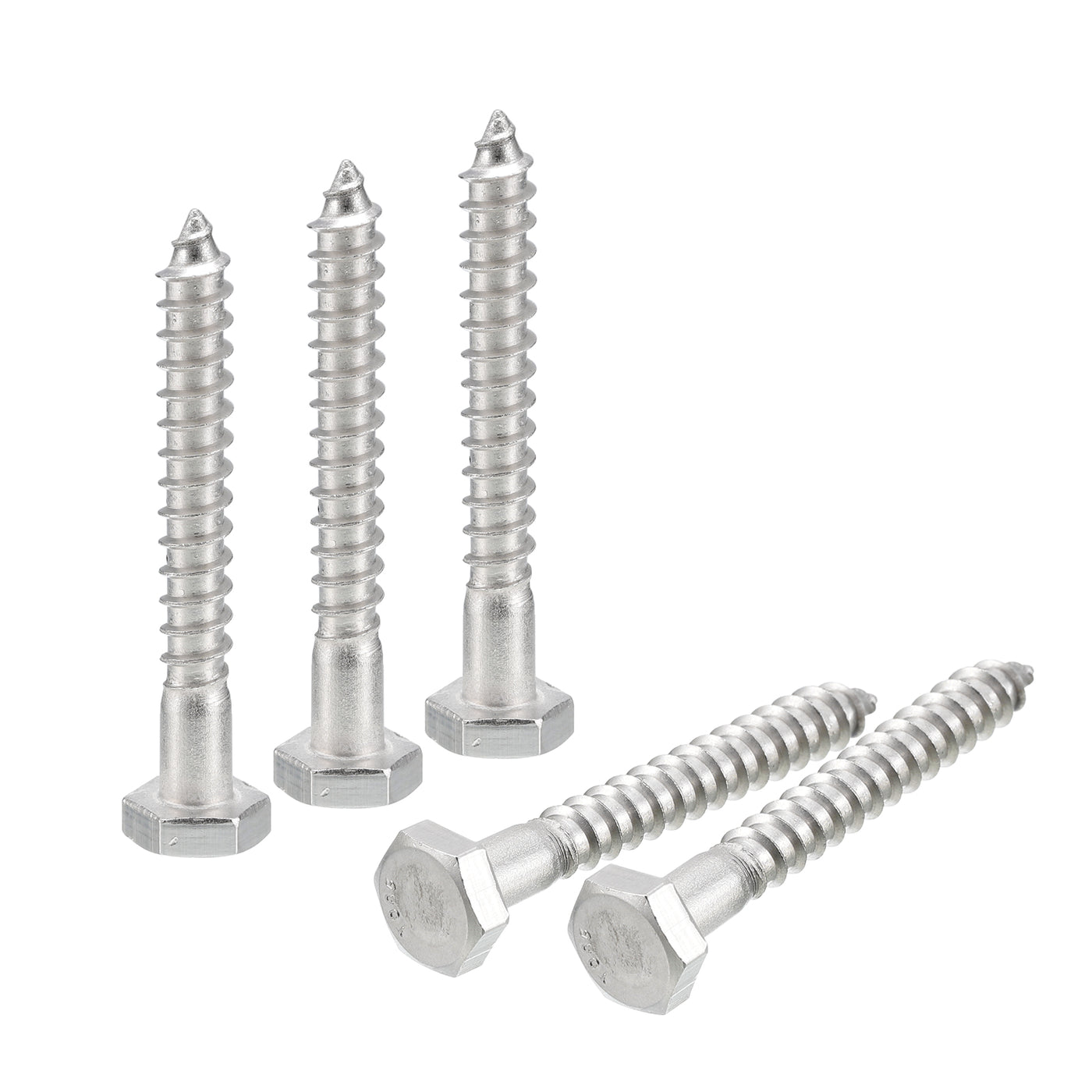 uxcell Uxcell Hex Head Lag Screws Bolts, 10pcs 1/4" x 2" 304 Stainless Steel Wood Screws