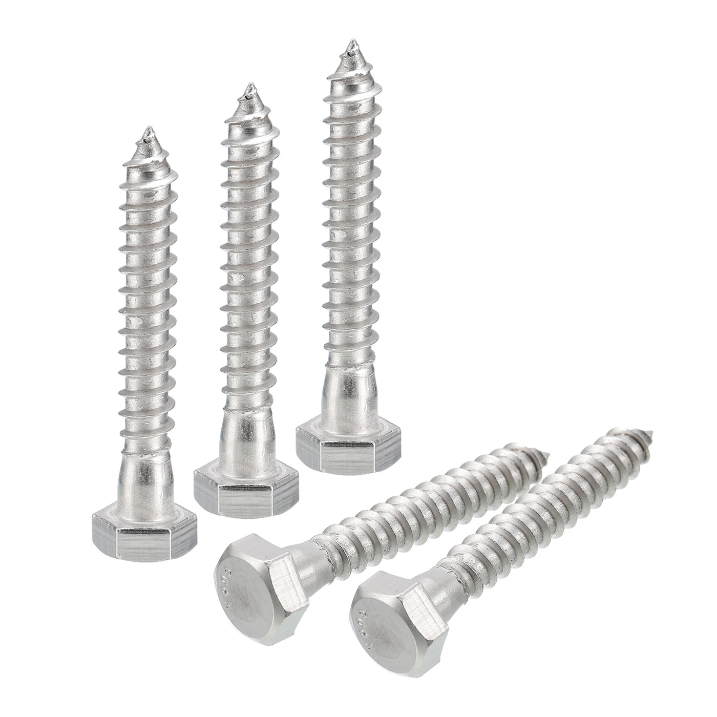 uxcell Uxcell Hex Head Lag Screws Bolts, 10pcs 5/16" x 2" 304 Stainless Steel Wood Screws