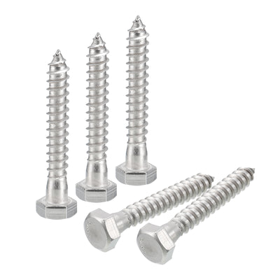 Harfington Uxcell Hex Head Lag Screws Bolts, 10pcs 5/16" x 2" 304 Stainless Steel Wood Screws