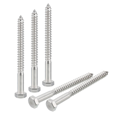 uxcell Uxcell Hex Head Lag Screws Bolts, 20pcs 5/16" x 3-1/2" 304 Stainless Steel Wood Screws