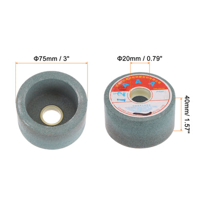 Harfington Cup Grinding Wheel Silicon Carbide Cup Abrasive Wheel Green Aluminum Oxide for Knife Sharpening Machine Abrasive Tool