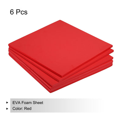 Harfington EVA Foam Sheets Red 9.8 Inch x 9.8 Inch 7mm Thick Crafts Foam Sheets Pack of 6