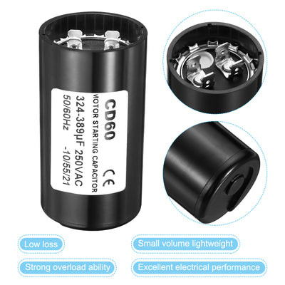 Harfington Motor Start Capacitor, 324-389uF/Mfd 250VAC 50/60Hz CD60 Run Capacitor Motor Starting Capacitor for Electric Motor Starts Running