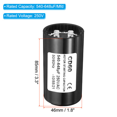 Harfington Motor Start Capacitor, 540-648uF/Mfd 250VAC 50/60Hz CD60 Run Capacitor Motor Starting Capacitor for Electric Motor Starts Running