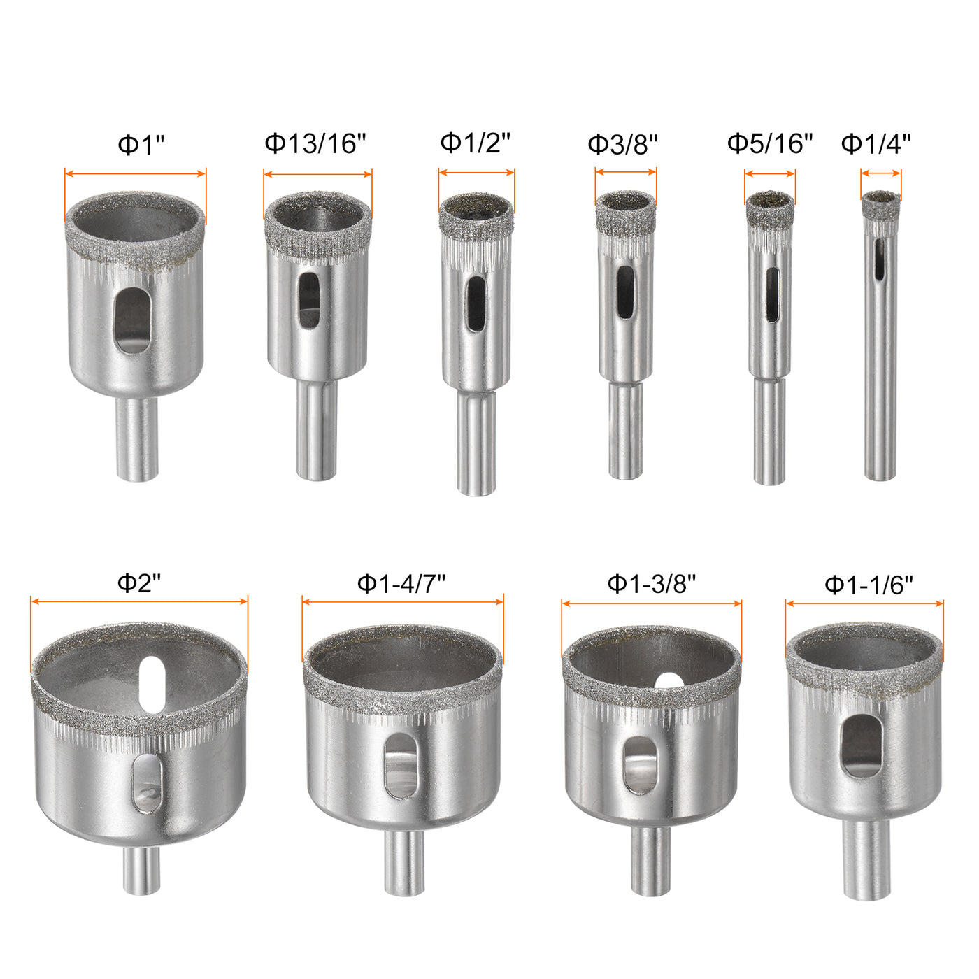 Harfington 10pcs 6mm - 50mm Diamond Drill Bits Hollow Drill Hole Saw Set with Guide Fixture