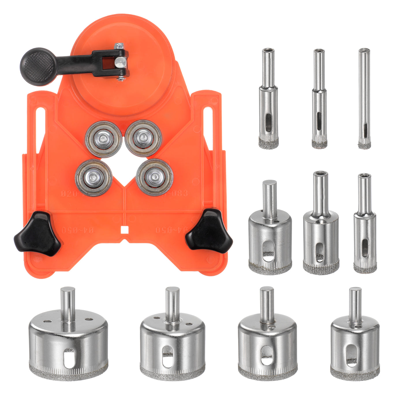 Harfington 10pcs 6mm - 50mm Diamond Drill Bits Hollow Drill Hole Saw Set with Guide Fixture