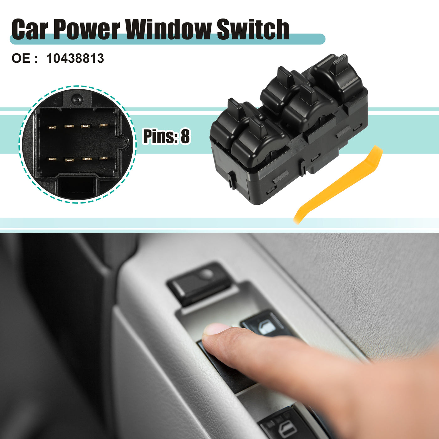 ACROPIX Left Driver Side Power Window Switch Fit for Pontiac Grand Prix 3.8L 5.3L 2004-2008 10438813 - Pack of 2 Black