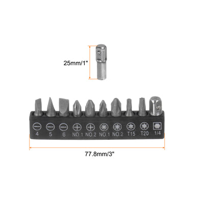 Harfington 10 in 1 Schraubenzieher Bit Set 1/4" Sechskant Schaft Torx Quadratisch Schlitz Kreuzschlitz Pozi Bit